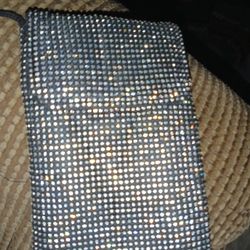Sparkling Silver Small Handbag With Long Handle