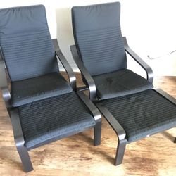 IKEA Lounge Chairs Set With Matching Footrests