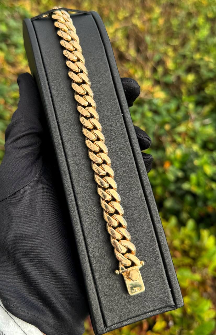 10k yellow gold Cuban bracelet 8β bracelet 12mm wide