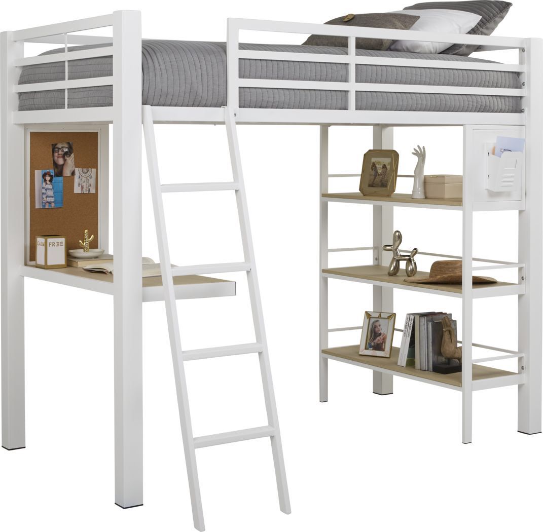 Colefax Avenue White Full Loft Bed With Desk And Bookcase