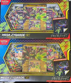 2 Factory Sealed Pokémon Mega Zygarde ex Premium Collection Boxes.