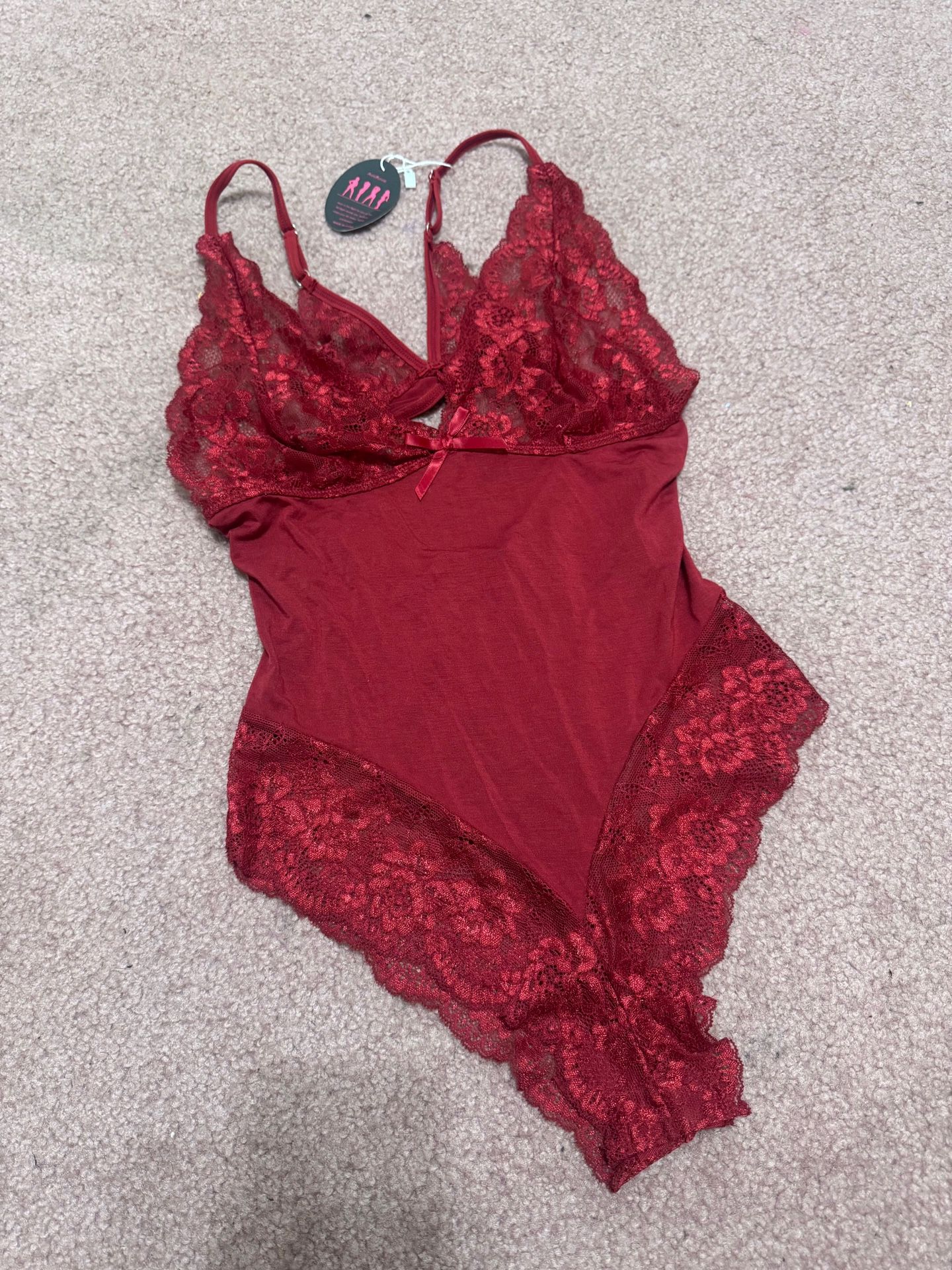 New Small Red Bodysuit Lingerie