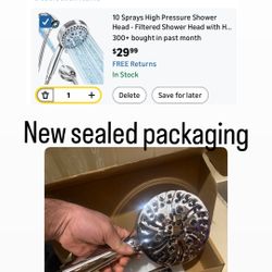 Shower head with handheld - 10 Spray - Filtered Shower Head - Built in Magnetic Docking & Power Jets - Leak-proof Hose & Adjustable Bracket - Showerhe