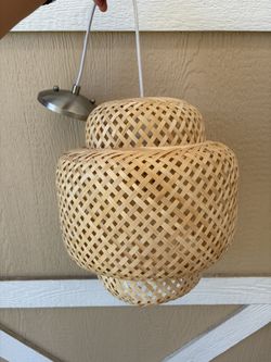 Bamboo Pendant Light, Natural Wicker Rattan Hanging Chandelier for Kitchen Island Dining Room Living Room Porch