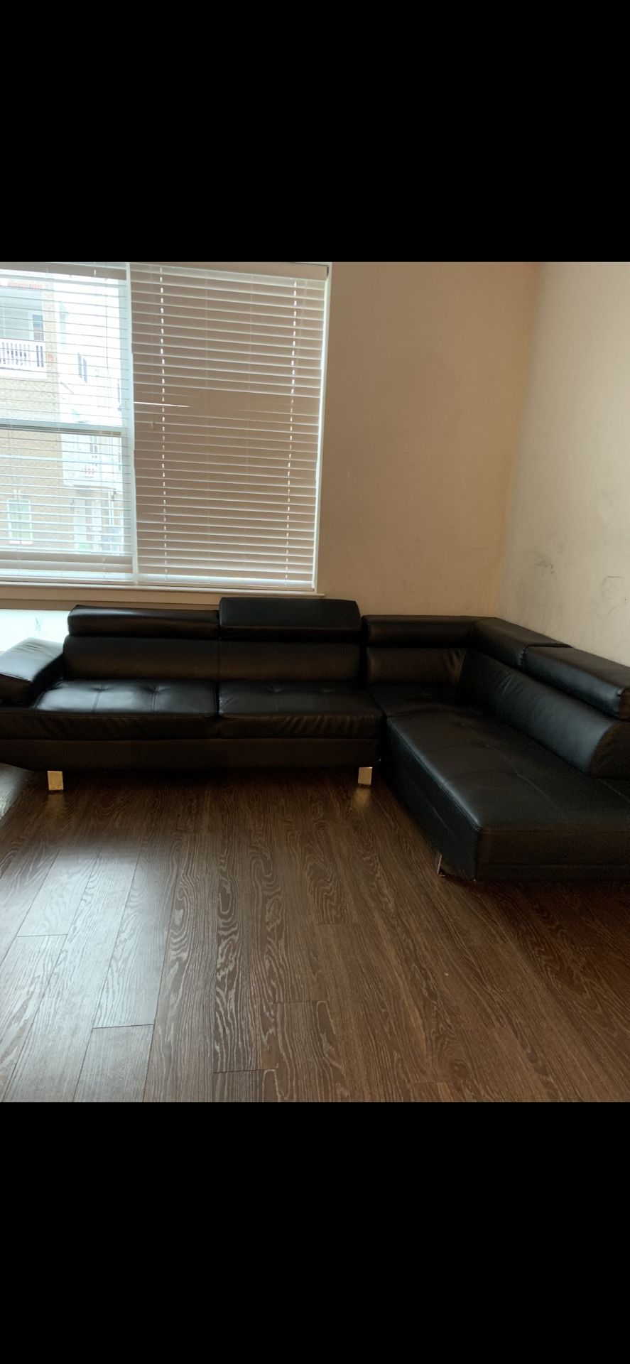 Black leather sofa