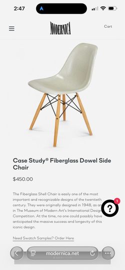 Modernica Fiberglass Dowel Side  Chair (retail $450)