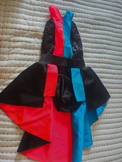 Red, Blue & Black Sequin Asymmetrical Jazz Hip Hop Dance Costume - Size SC