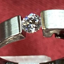 Designer  B.Tiff New York Stainless Steel CZ Solitaire Ring