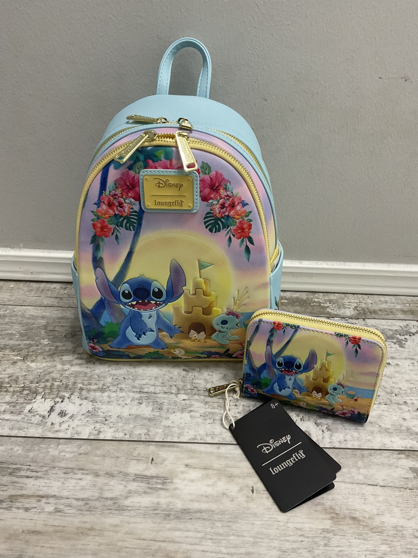 NWT Loungefly Stitch Beach Scene Backpack And Wallet