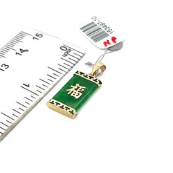 14kt Gold Jade Bar Pendant Good Luck 1.41grams 153497 10 