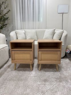 Set of 2 Natural Oak Nightstands – $50