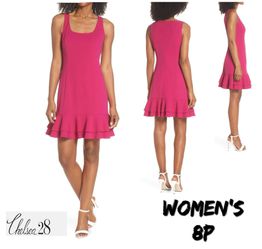 Final Sale NWT Women’s Chelsea28 Pink Ruffle Hem Dress Sz 8P