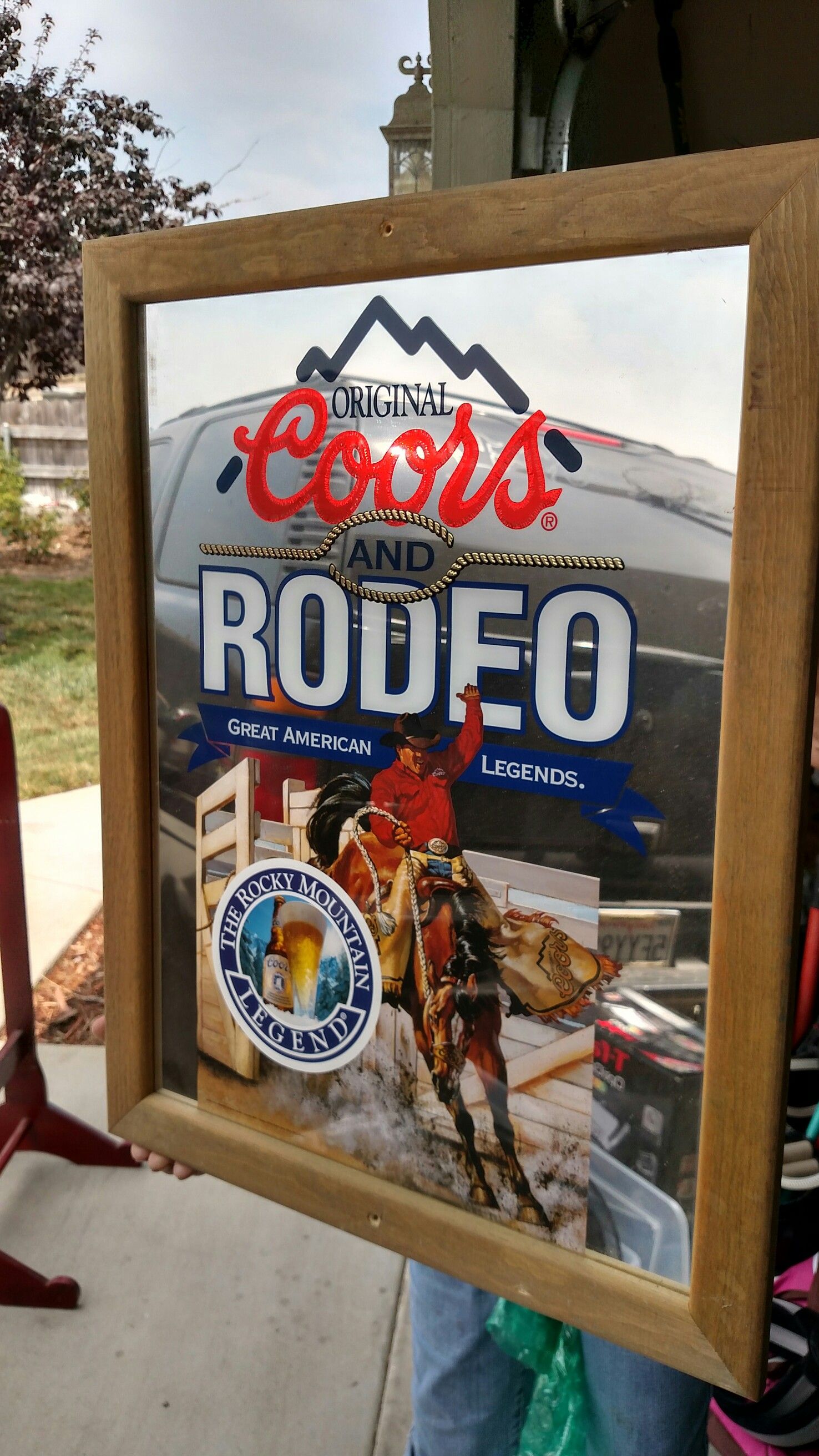 Coors Rodeo beer mirror.