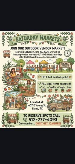 Free vendor markets every Saturday
