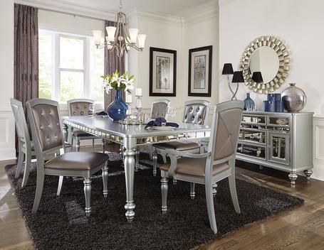 Orsina Silver Mirrored Extendable Dining Set by Homelegance