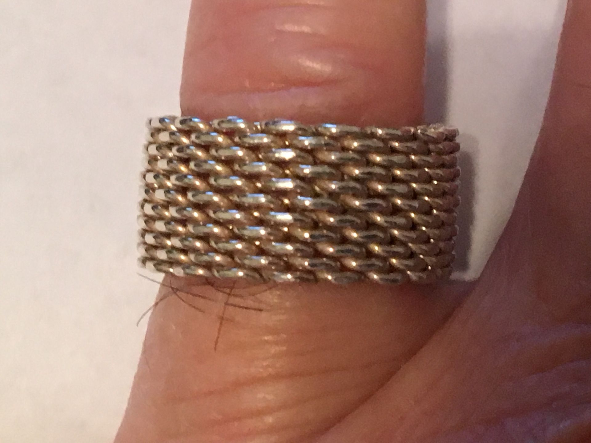 Tiffany & Co 925 Sterling Silver Somerset Flex Mesh Unisex Size 9 Ring