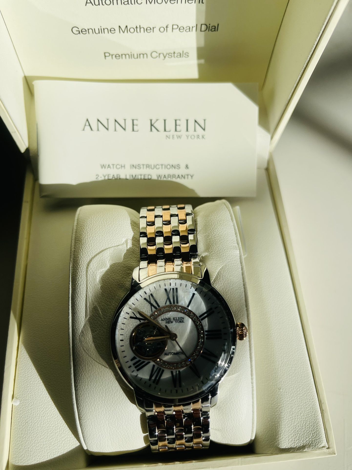 Anne Klein 12/2339MPRT 36mm Silver Stainless Steel Case with Rose Gold/ Silver