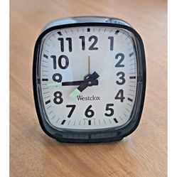 Vtg Westclox Small 3" Wind Up Black Bedside Alarm Clock Luminous Hands