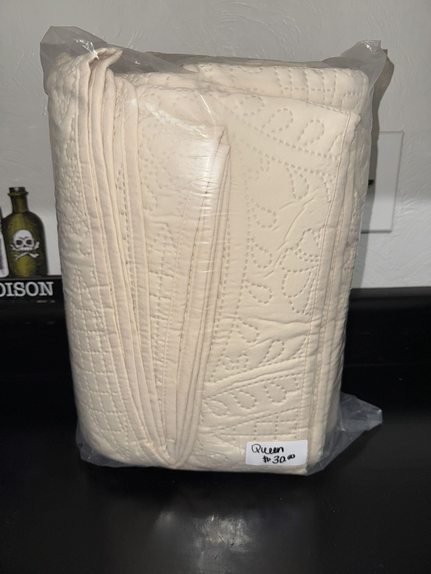 Queen Size Beige Quilt 3 Piece Set