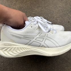 Womens White Asics Running Shoes