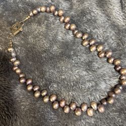 Stunning Vintage Handmade Lavender Colored Freshwater Pearl Necklace 