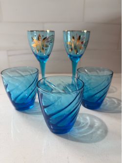 VINTAGE Blue Glassware