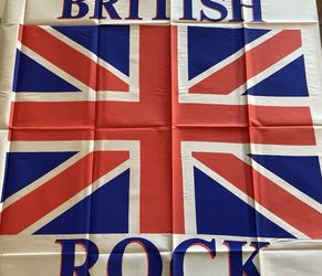 British Flag Banner Vintage 1983 Rock Art Tapestry w/cover 45x48 Original