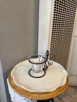 Princess House Meridian Metal Angel Candle Holder With Heritage Glass Votive.