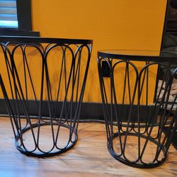 Metal and glass side tables