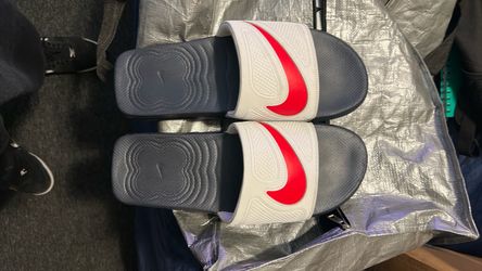 Nike Slide Sandals White Red Swoosh