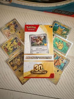 Pokémon TCG: 30th Celebration Knock Out Collection w/ 6 pikachu cards.