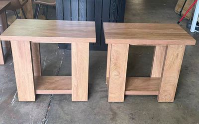 new assembled set of 2,  2Tier Side Table, Farmhouse End Table with Storage Shelves
Small Nightstand Wooden Beside Table for Living Room, Bedroom, Sma
