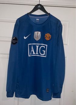 Ronaldo #7 UCL Manchester United 2007/2008 Champions Blue Away Fifa Long sleeve Jersey Adult mens size small new with tags