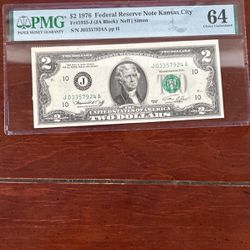 $2 Bill Rated 64 By PMG