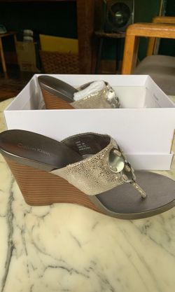 NEW Calvin Klein silver wedge sandals -size 8m
