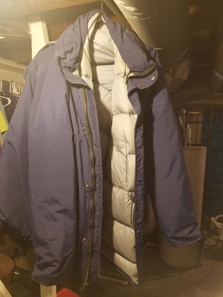 Big hefty winter jacket and hood