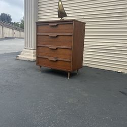 Mid Century Modern Refinished Highboy Dresser By Bassett.