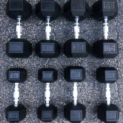 RUBBER HEX  SET  OF  DUMBBELLS (PAIRS OF)  :  15s  20s  25s  30s