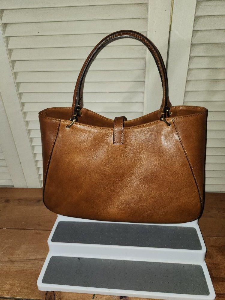 Aigin Milano Handmade Leather Tote Style With Gold Tone Hardware/In Honey Brown Handbag