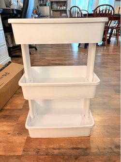 3-tier White Storage Cart