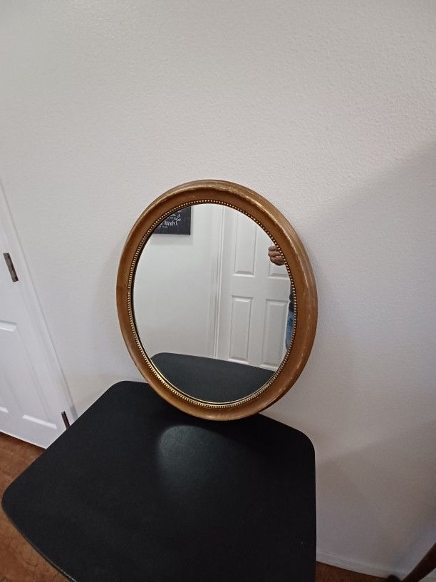 vintage oval plate glass mirror