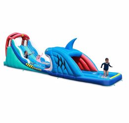 Happy Hop Shark Attack Double Slide Inflatable Water Slide Brand New Open Box *Tested*