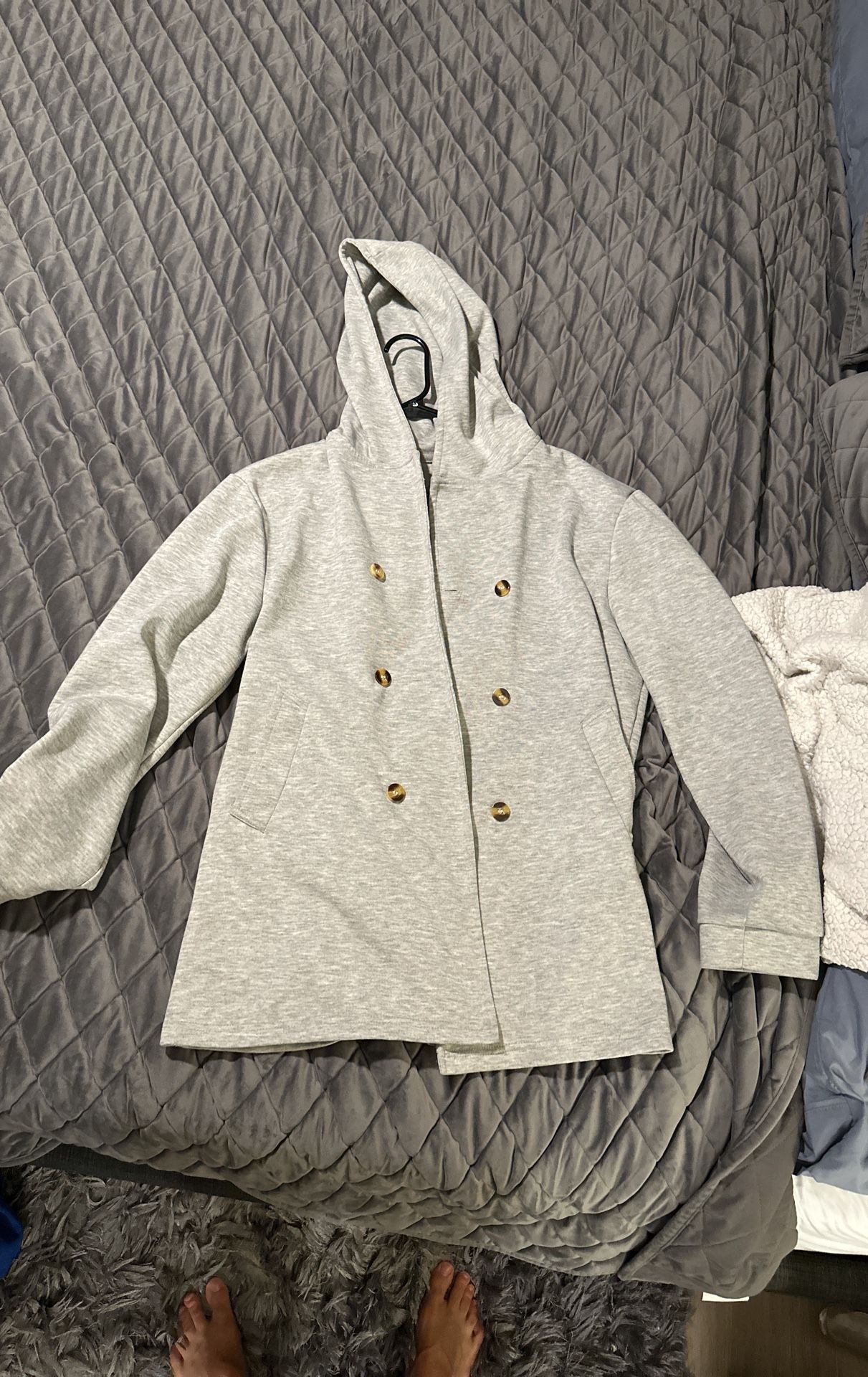 Gray Men’s Peacoat Style Hoodie
