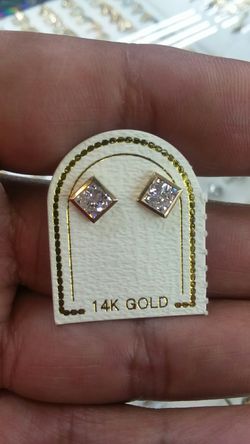 14k Gold Earings CZ Stones