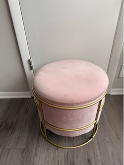 Blush Pink Velvet Storage Vanity Stool