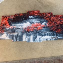 black and red trees muli piece wall art painting prints