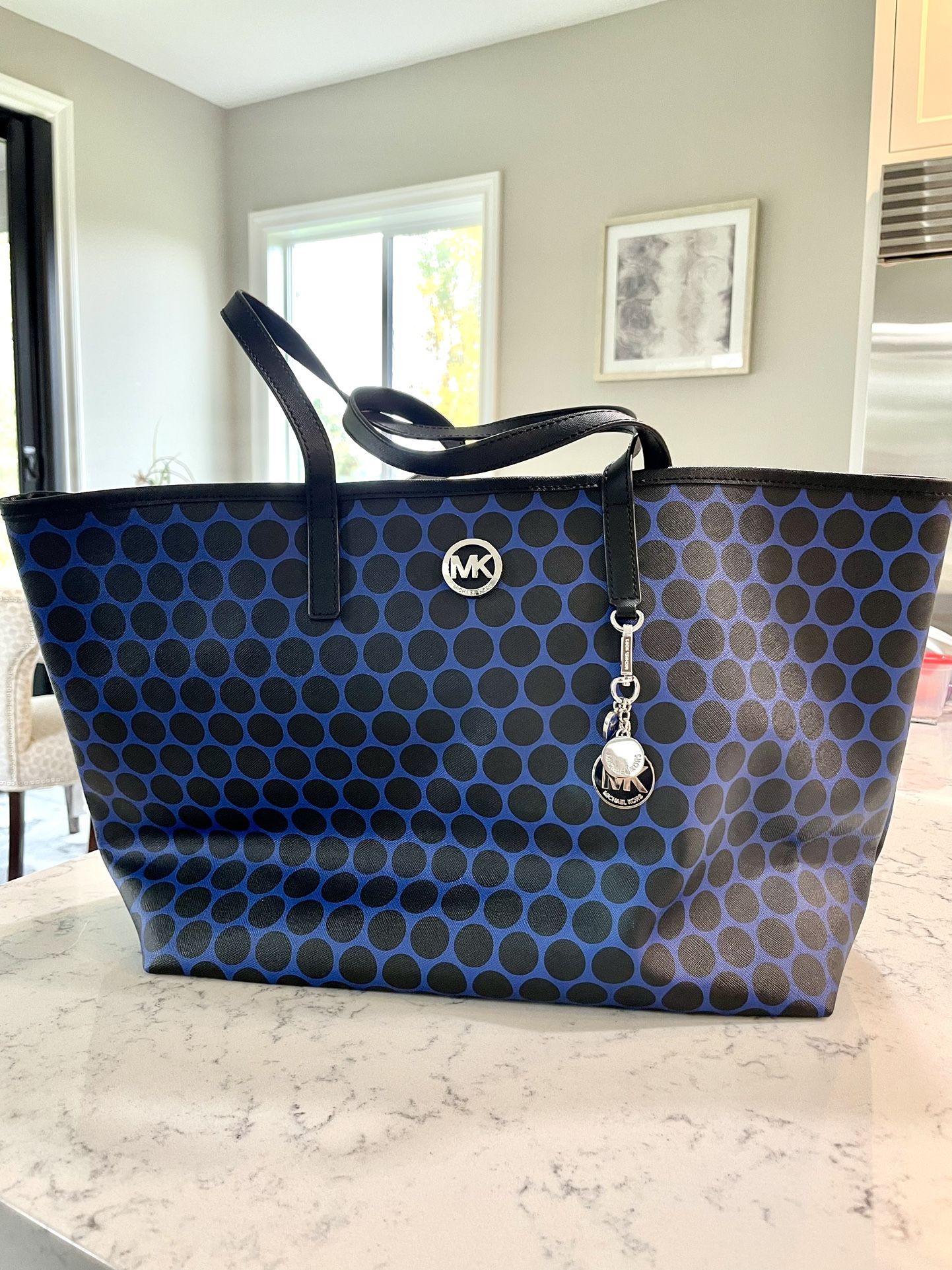 Michael Kors Royal Blue & Black Polka Dot Tote