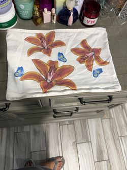 Edikted Tube Top with Orange Flowers and Blue Butterflies. Women’s Size Medium.
