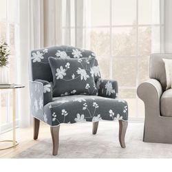 Upholstered Accent armchair And floor Lamp