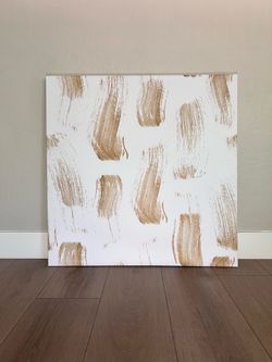 36x36 EXTRA LARGE Modern White And Golden Brown Brushed Canvas Wall Art